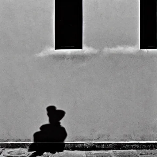 Image similar to an approaching shadow, black and white photography by fan ho, hong kong 1 9 5 4