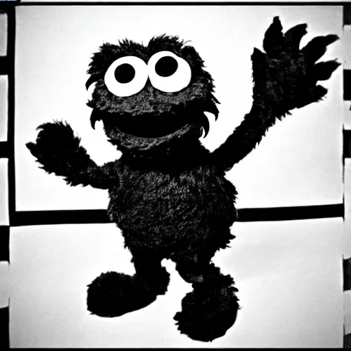 Image similar to cookie monster, 1 9 3 0 s cartoon style