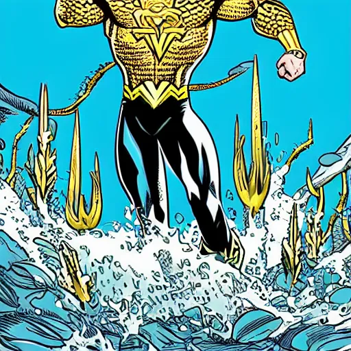 Prompt: vector art aquaman illustrated by Brian Bolland and Alan Moore