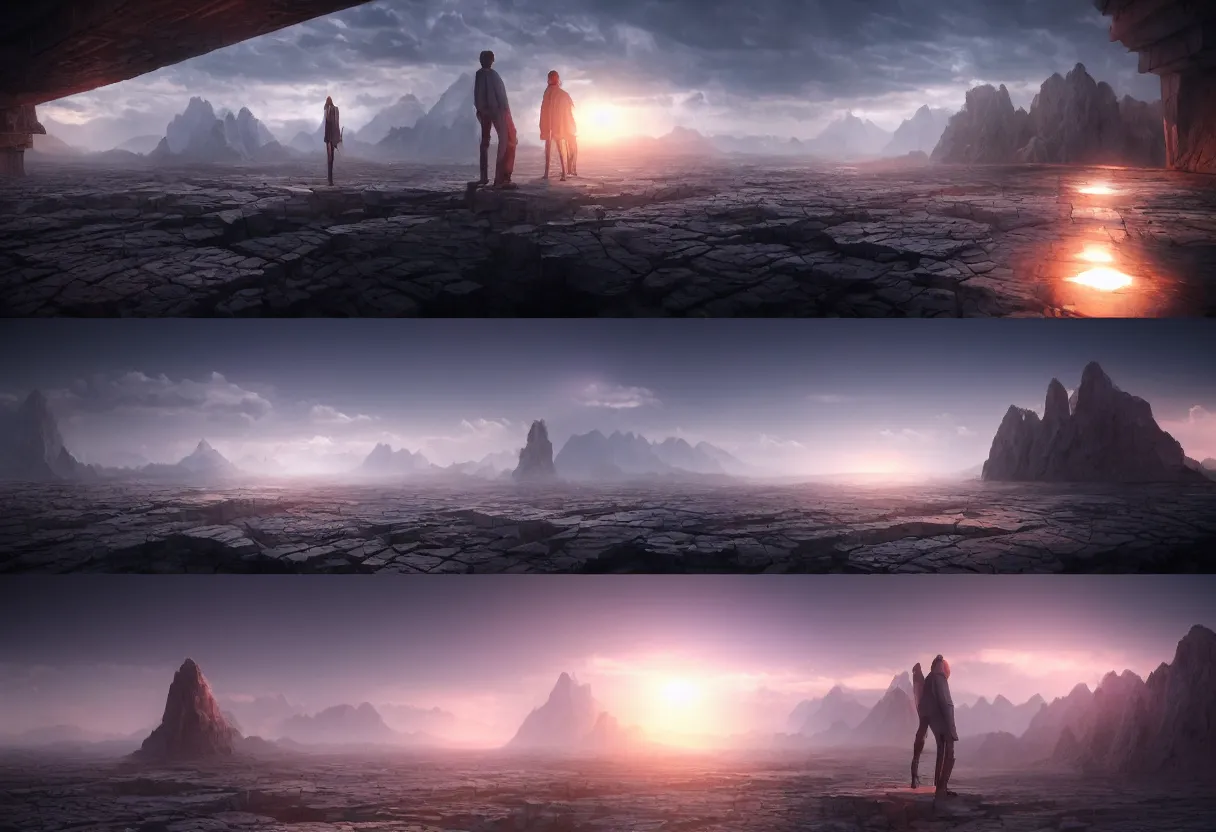 Image similar to parallels of the human mind and imagination, matte painting, beautiful render, octane render, concept art