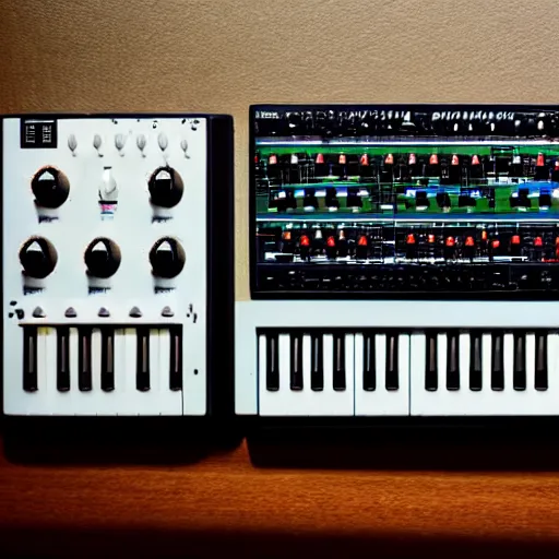 Image similar to a TB303, a TR909, A Moog Synthesizer