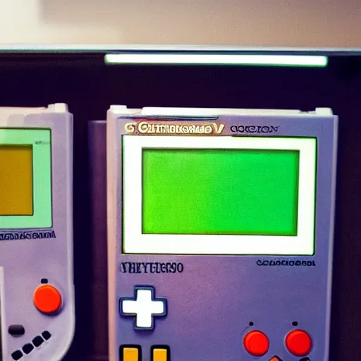 Image similar to Gameboy collection in a display case on a futuristic spaceship