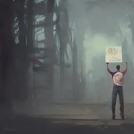 Image similar to a man holding up a sign that says stable diffusion, dreamlike, pastel art by greg rutkowski