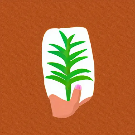 Prompt: a sketch of an open hand holding plants, favicon, logo