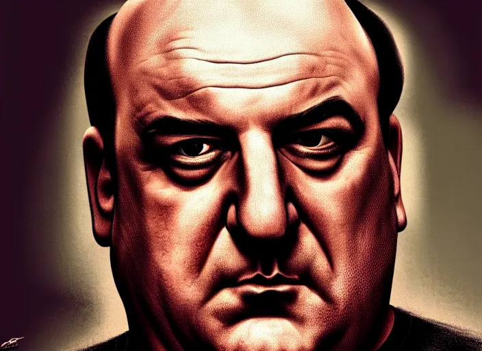 Image similar to a portrait of tony soprano drawn by aleksander rostov, details, hyper - detailed, hd, hdr, 4 k, 8 k