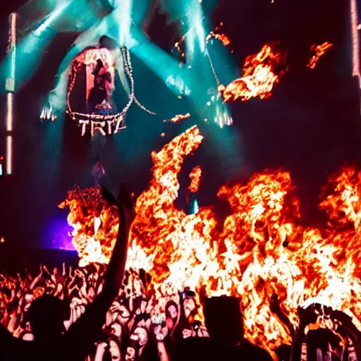 Image similar to travis scott concert in hell, multiverse