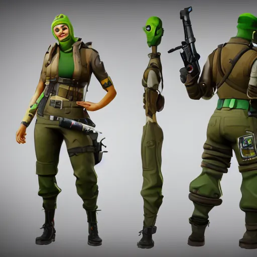 Image similar to anthropomorphic pickle man wearing bullet proof vest, ammo bandolier, tactical cargo pants, black military boots. fortnite character design