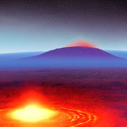 Prompt: a picture of an alien volcanic planet