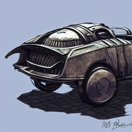 Prompt: dishonored art style retrofuturism car concept, alita battle angel