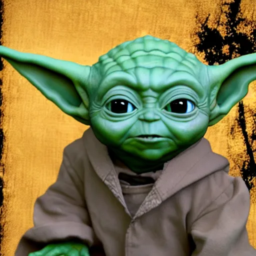 Image similar to super cursed and scary baby Yoda8k, highly detailed, horror