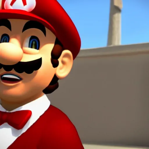 Prompt: Vittorio Corleone with the face of Super Mario, realistic, 3d rendering, unreal engine, cinematic shot