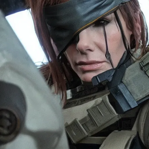 Image similar to Sandra bullock as solid snake in metal gear