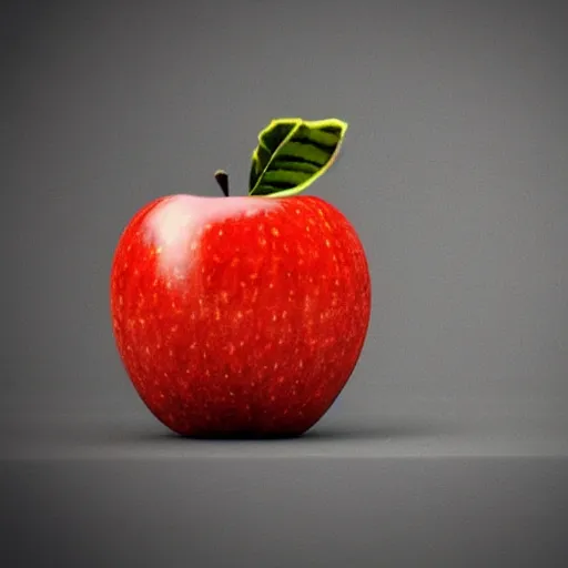 Prompt: masterpiece single apple on a table, style of 3 d mesh art, simple composition, trending on deviantart