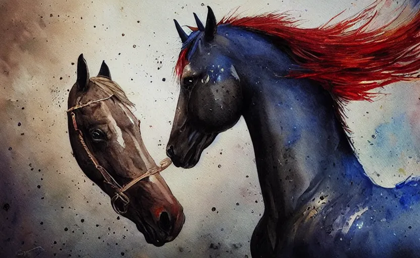 Prompt: a painting of pepsihorse trending on artstation in the style of greg rutkowski, 3 d, watercolor, beautiful, horse, pepsi