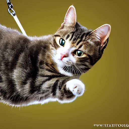 Image similar to a cat parachuting, professional photography