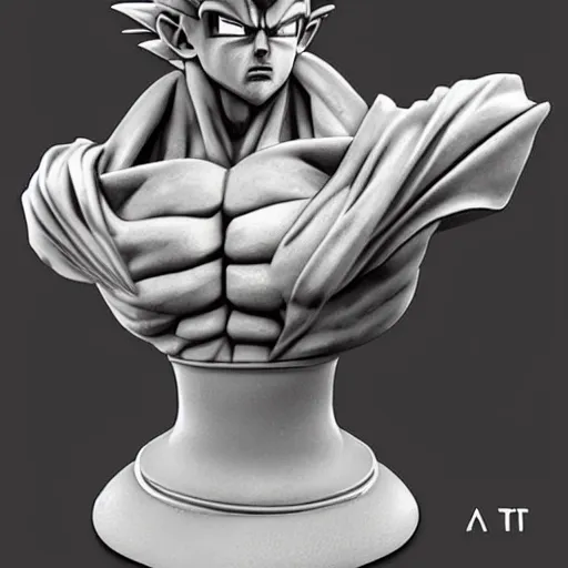 Image similar to amazing lifelike award winning marble bust of goku trending on art station artgerm Greg rutowski alpgonse mucha cinematic