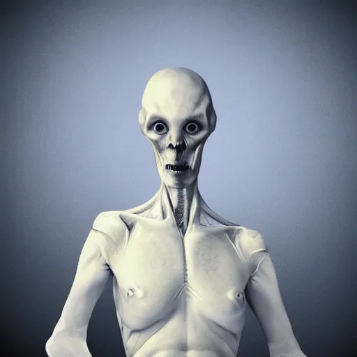 Image similar to a realistic detailed studio portrait photo of a beautiful alien ghost