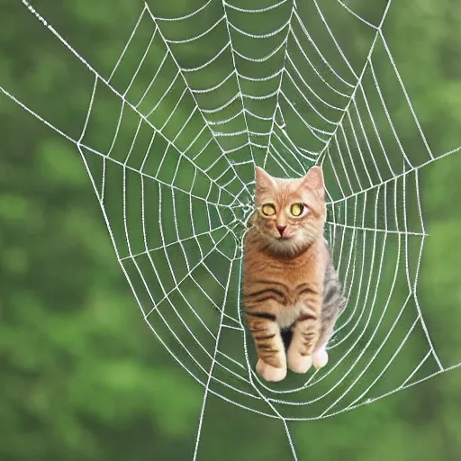 Image similar to a cat stuck in a spider web