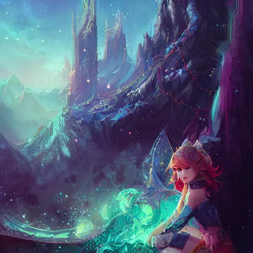 Prompt: fantasy world by Ross Tran