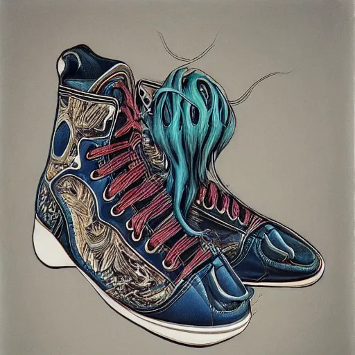 Image similar to sport balenciaga sneakers by aaron horkey, trending on artstation, colorful