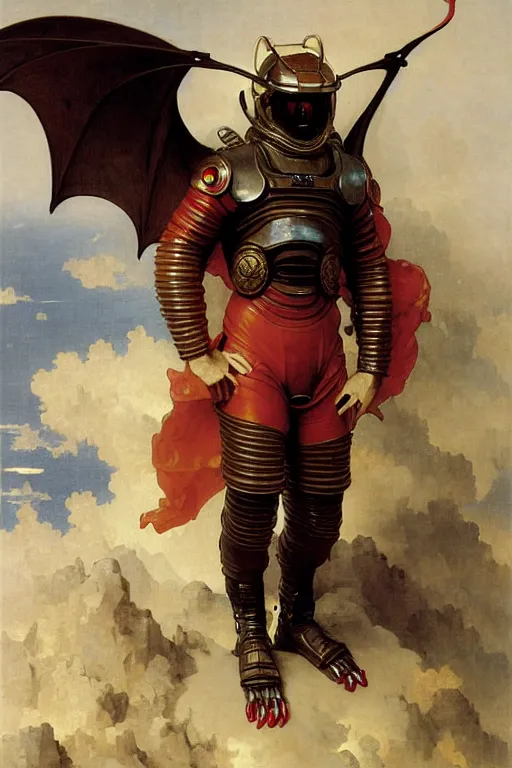 Image similar to portrait of a evil dragon astronaut with chinese dragon armor and helmet, majestic, solemn, by bouguereau