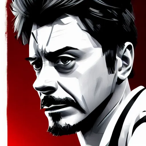 Image similar to concept art of tony stark, vector art, by grzegorz domaradzki, brush hard, highly detailed, artstation, high quality