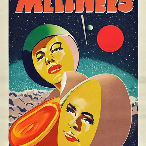 Image similar to melons from space, illustrazione, 6 0's poster b movie