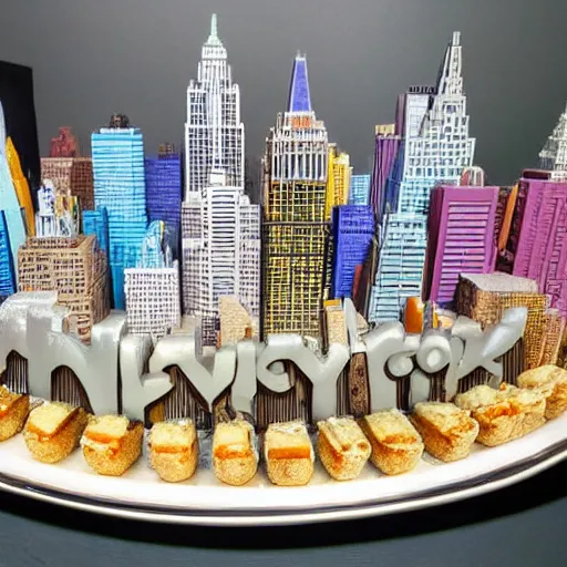 Prompt: An edible New York City skyline