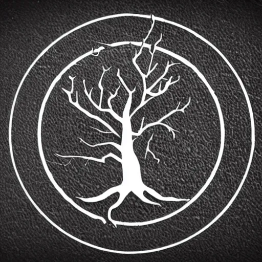 Prompt: black metal band logo, unreadable text, metal font, looks like a silhouette of tree branches, complex, horizontal
