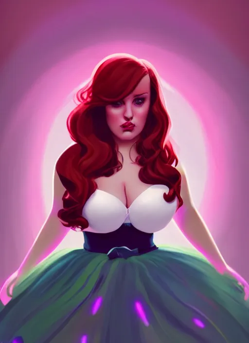 Prompt: full body portrait of teenage cheryl blossom, obese, bangs, green eyes, sultry, realistic, red hair, sultry smirk, wavy hair, pink skirt, obese, intricate, elegant, glowing lights, highly detailed, digital painting, artstation, concept art, smooth, sharp focus, illustration, art by wlop, mars ravelo and greg rutkowski