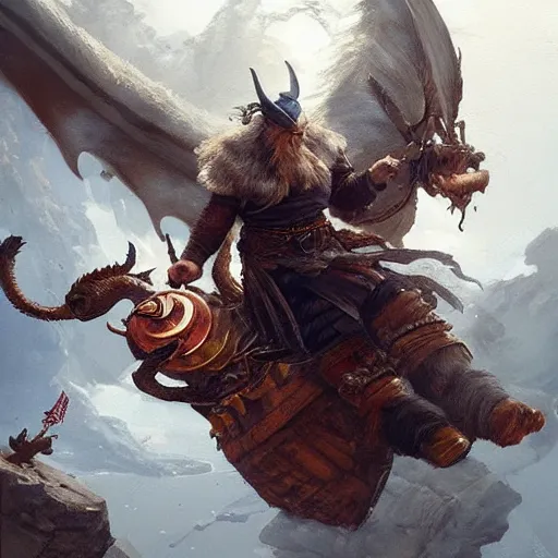 Image similar to a viking man flies aboard a dragon over the white house, in his hands he holds the severed head of donald trump, highly detailed, concept art, art by wlop and artgerm and greg rutkowski, masterpiece, trending on artstation 8 k