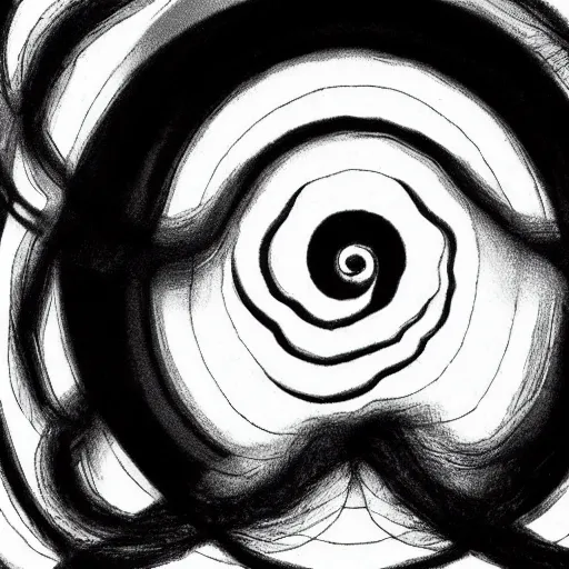 Prompt: a smoke tower spiraling into a form resembling a face, junji ito, uzumaki