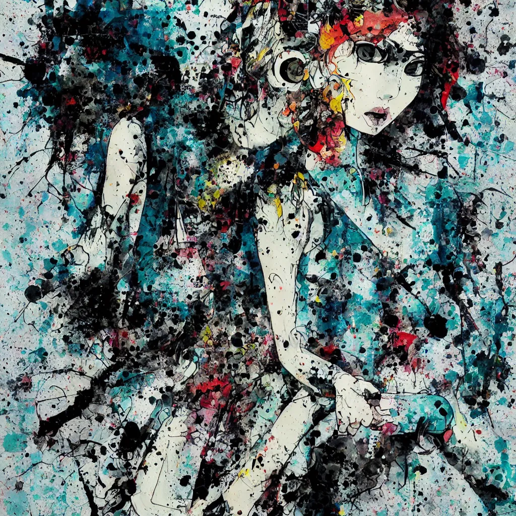 Image similar to girl figure, abstract, jet set radio artwork, ryuta ueda artwork, cryptic, rips, spots, asymmetry, stipple, lines, splotch, color tearing, pitch bending, stripes, dark, ominous, eerie, hearts, minimal, points, technical, old painting, natsumi mukai artwrok, folds