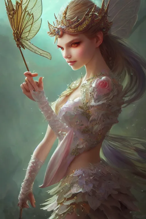 Image similar to fairy princess, highly detailed, d & d, fantasy, highly detailed, digital painting, trending on artstation, concept art, sharp focus, illustration, art by artgerm and greg rutkowski and fuji choko and viktoria gavrilenko and hoang lap