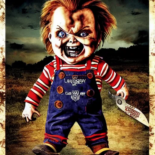 Image similar to Chucky versus Leatherface movie poster