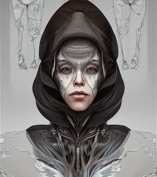 Image similar to beautiful female character inspired by venice carnival ellen ripley | | digital artwork made by greg rutswork, anna dittmann and lois van barlee, symmetrical, anatomically correct