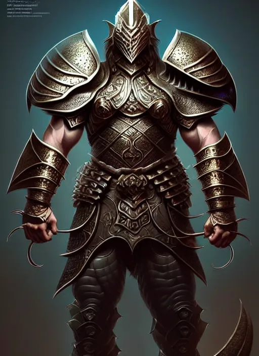 Image similar to intricate ornate heavy armor!!! muscular and tall dnd male dragonborn!! draconian!! character concept art, sharp focus, octane render! unreal engine 5! highly rendered!! trending on artstation!! detailed linework!! illustration by artgerm, wlop, and chie yoshii