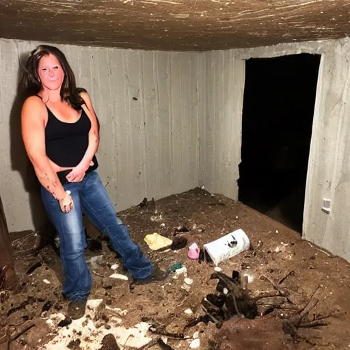 Prompt: redneck girl discovers meth cave in the boonies