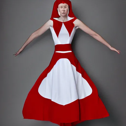 Prompt: A dress inspired by the Gwenn ah du. A dress modelled after the flag of Brittany. Studio lighting