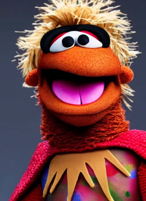 Image similar to studio portrait still of muppet thor from avengers infinity war as a muppet muppet as a muppet, 8 k, studio lighting, key light,