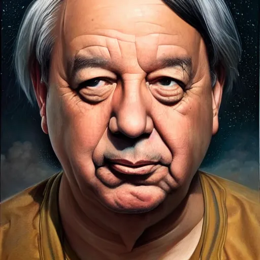 Prompt: ultra realistic portrait painting of Antonio Guterres , painted by Tristan Eaton Stanley Artgerm and Tom Bagshaw