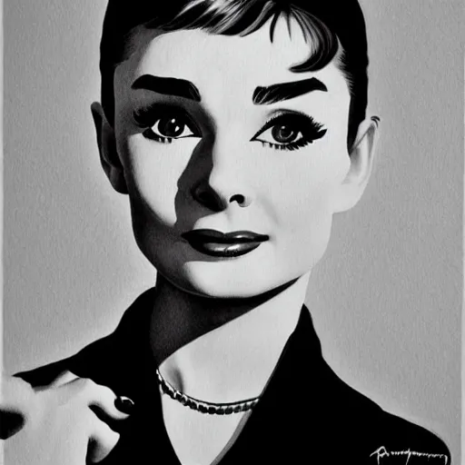 Image similar to audrey hepburn art by hans rottenhammer