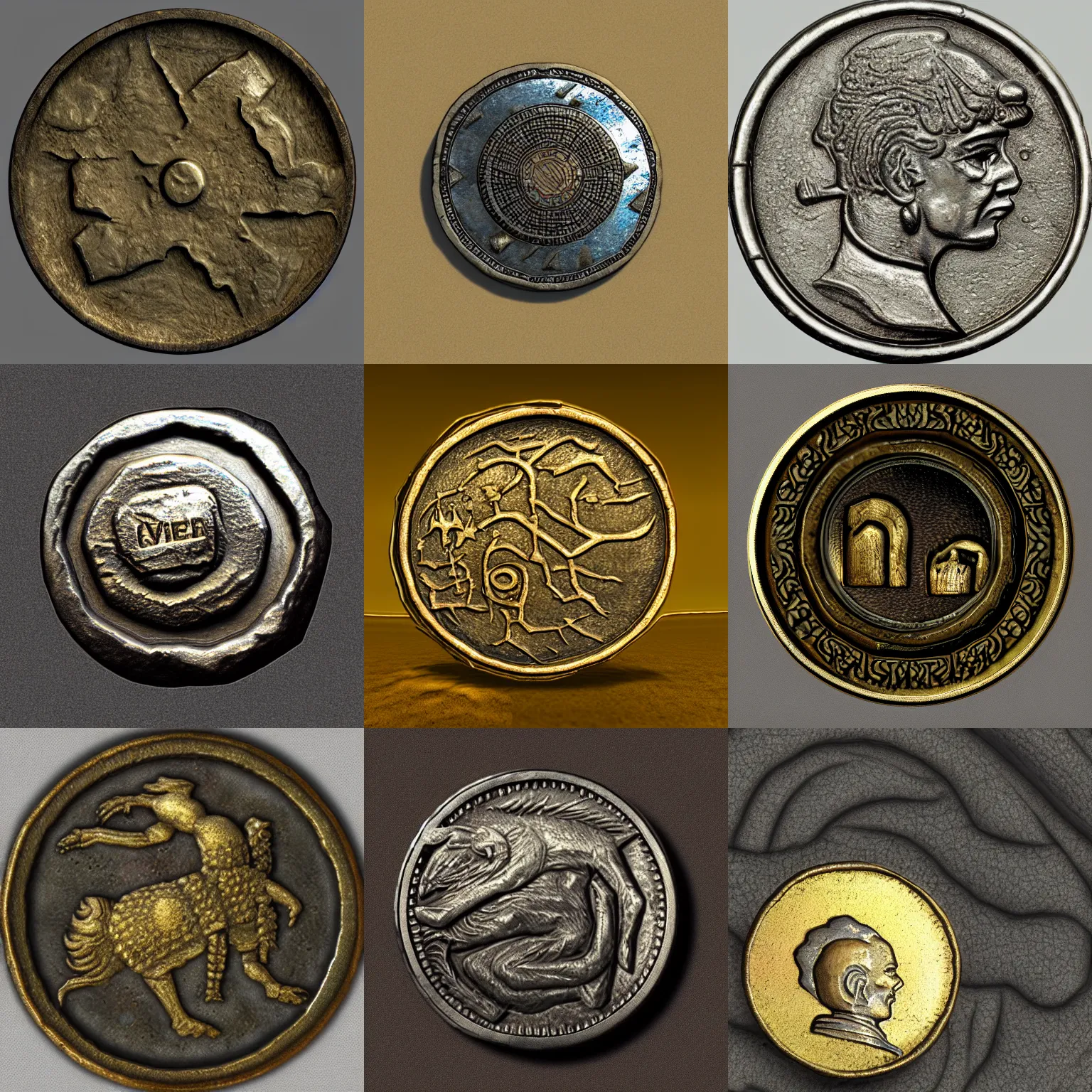 Image similar to a coin from Vvardenfell, ultra realistic, highly detailed, 4k quality photo