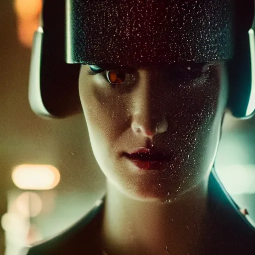 Prompt: cinestill 5 0 d candid photographic portrait by fritz lang of a retro - futurist android, closeup, modern cyberpunk moody emotional cinematic, pouring rain menacing lights shadows, 8 k, hd, high resolution, 3 5 mm, f / 3 2, ultra realistic faces, ex machina, blur, unframed