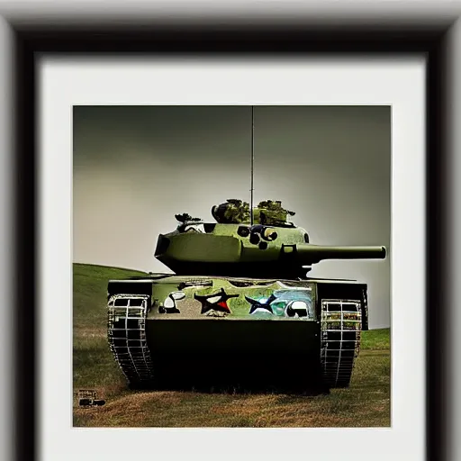 Image similar to a military art print of a tank by david pentland