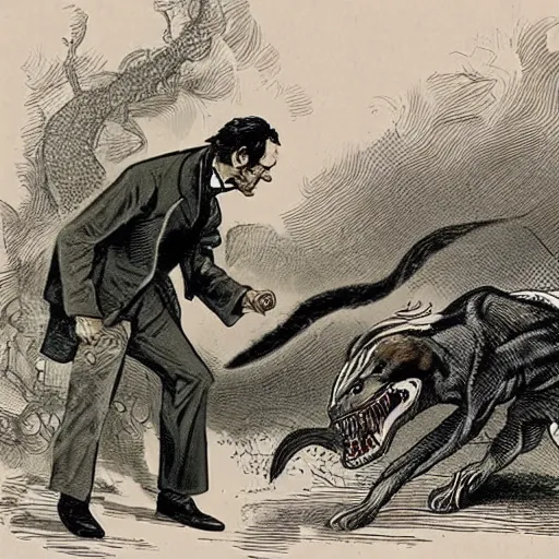 Prompt: Abraham Lincoln Fighting the Predator