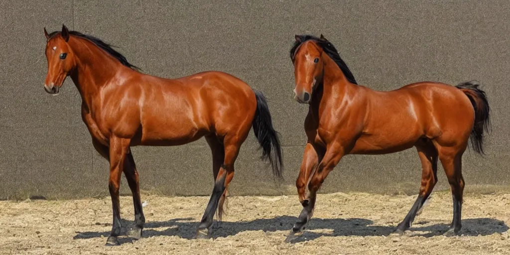 Prompt: american quarter horse, shiny coat, strong and lean, highly detalied