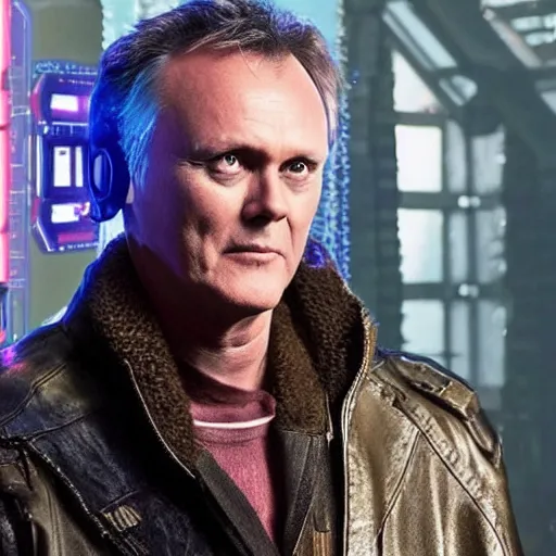 Image similar to Anthony Head as Cyberpunk Uther