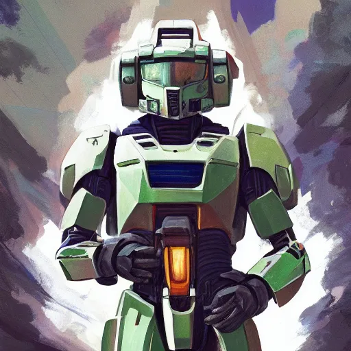 Image similar to portrait of master chief as a gundam pilot, with an intricate, detailed, urban inspired hiphop afro futuristic helmet, vector behance hd jesper ejsing, rhads, makoto shinkai, lois van baarle, ilya kuvshinov, rossdraws, hd, 3 2 k, ilya kuvshinov, gustav klimt