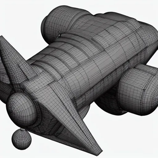 Prompt: 3D model of a dieselpunk space ship